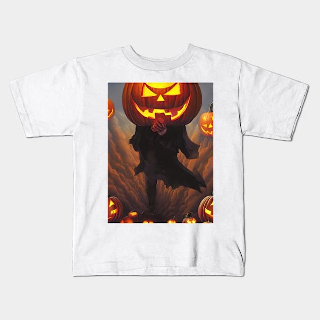 Jack-o'-lantern points forward. Kids T-Shirt by Alekxemko